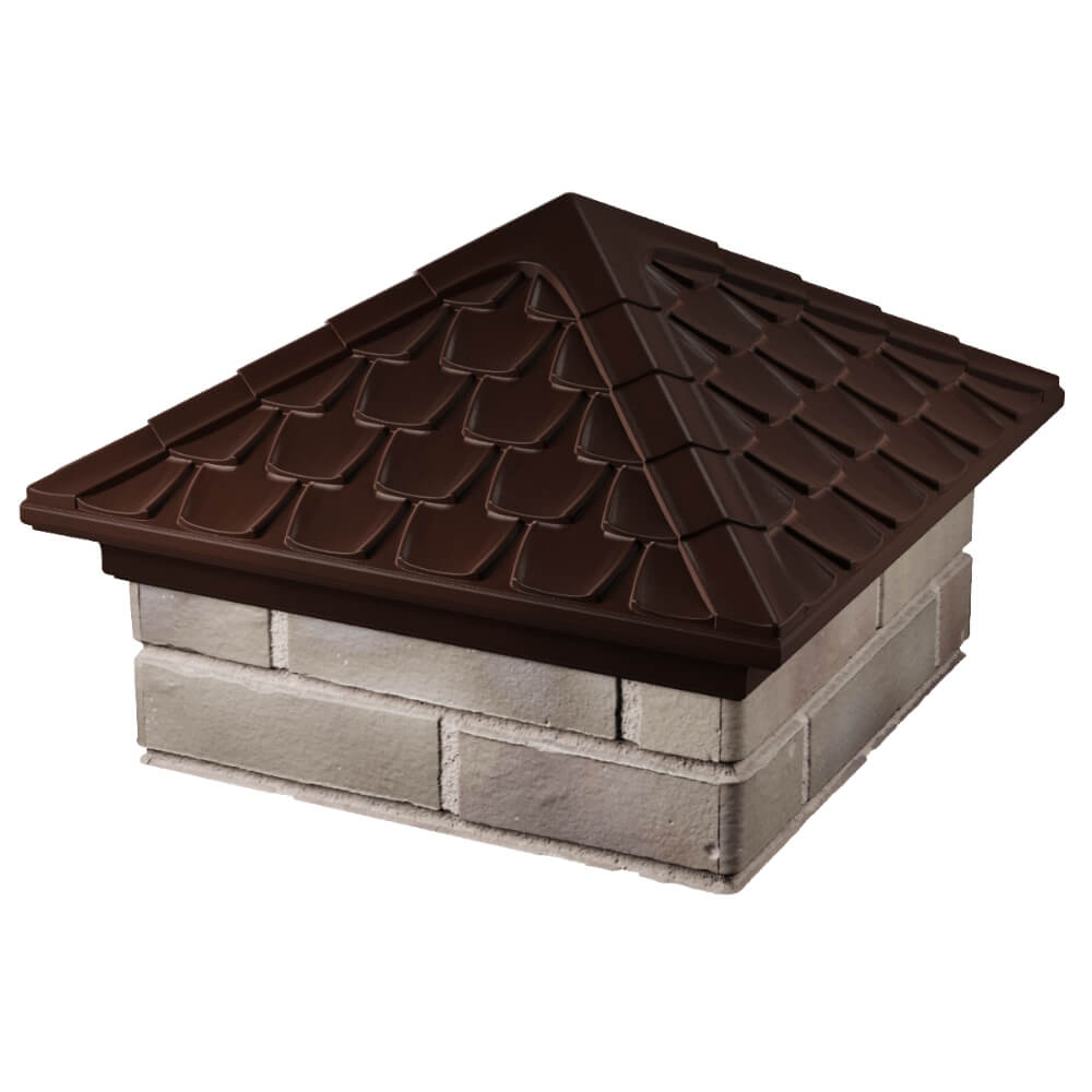 Колпак Zking Эльбрус Коричневый на столб 1.5х1.5 кирпича (385х385мм)