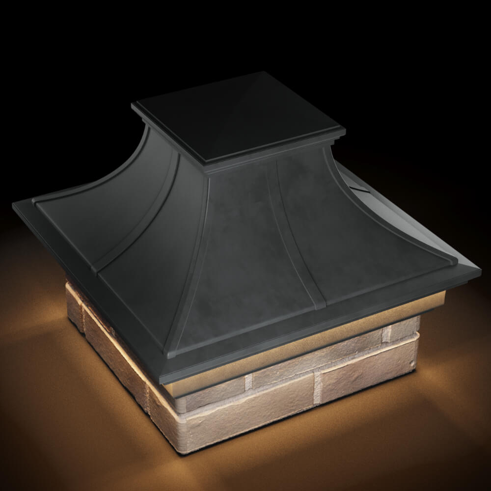 Колпак Zking Монблан Премиум Серый на столб 1.5х1.5 кирпича (385х385мм) с подсветкой